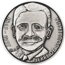 Pierre de Coubertin - 150. výročie narodenia Ag patina
