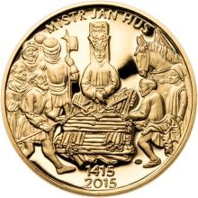 Sada zlatého dukátu a strieborného odražku Jan Hus - I. - proof