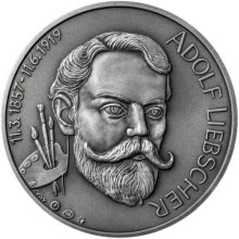 Adolf Liebscher - 160. výročie narodenia striebro patina