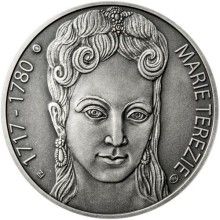 Marie Terezie - 300. výročie narodenia striebro patina