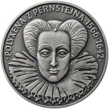 Polyxena z Pernštejna - 450. výročie narodenia striebro patina