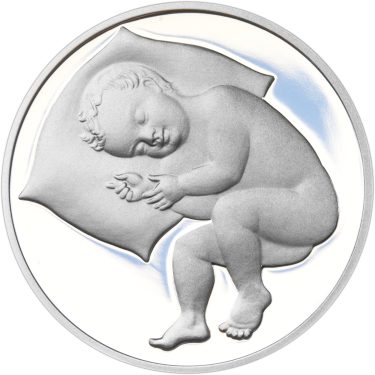 Náhled Reverznej strany - Stříbrný medailon k narození dítěte 2015 - 28 mm