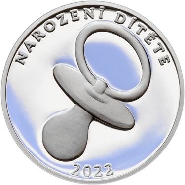 Náhled Averznej strany - Stříbrný medailon k narození dítěte 2022 - 28 mm