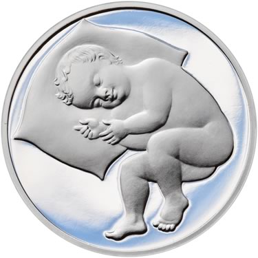 Náhled Reverznej strany - Strieborný medailon k narodeniu dieťaťa 2022 - 28 mm