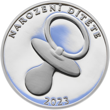 Náhled Averznej strany - Stříbrný medailon k narození dítěte 2023 - 28 mm