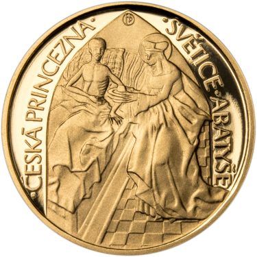 Náhled Reverznej strany - Sada zlatého dukátu a stříbrného odražku Anežka Česká - 735. výročí úmrtí - proof