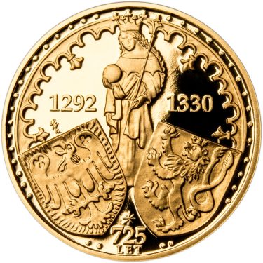 Náhled Reverznej strany - Sada zlatého dukátu a stříbrného odražku Eliška Přemyslovna - 725. výročí narození - proof