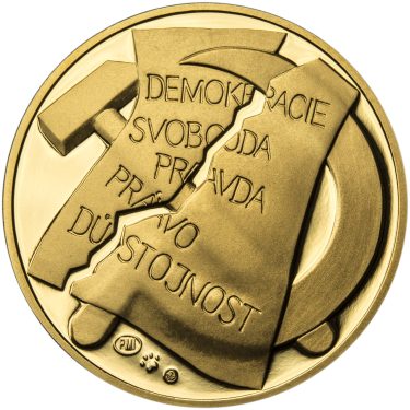 Náhled Reverznej strany - Memento 25. února 1948 - komunistický puč v Československu - 1/2 Oz zlato Proof