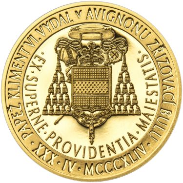 Náhled Reverznej strany - Povýšení pražského biskupství na arcibiskupství - 670 let - 1/2 Oz zlato Proof