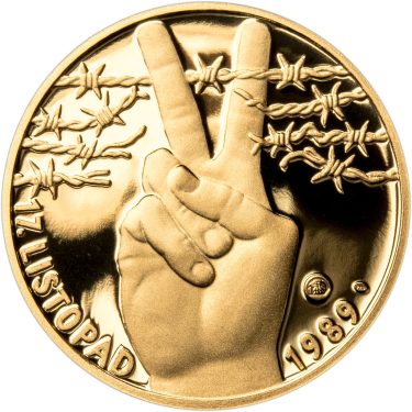 Náhled Averznej strany - Sada zlatého dukátu a stříbrného odražku 17. listopad 1989 - proof