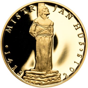 Náhled Averznej strany - Sada zlatého dukátu a stříbrného odražku Jan Hus - II. - proof