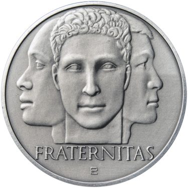 Náhled Averzní strany - Svoboda, Rovnost, Bratrství I. - sada tří stříbrných medailí patina
