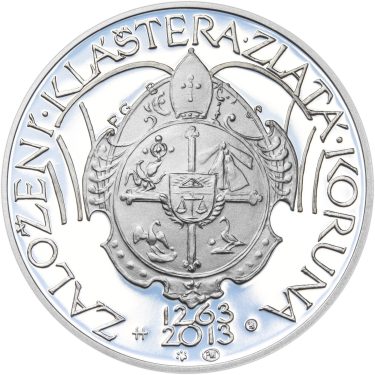 Náhled Averznej strany - Nevydané mince Jiřího Harcuby - Zal. kláštera Zlatá Koruna 34mm stříbro Proof