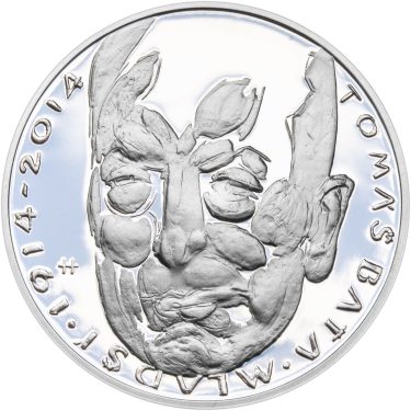 Náhled Averznej strany - Nevydané mince Jiřího Harcuby - Tomáš Baťa mladší 34mm stříbro Proof