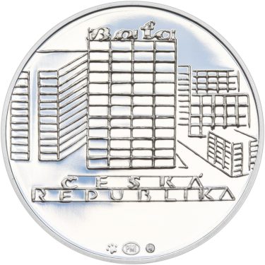 Náhled Reverznej strany - Nevydané mince Jiřího Harcuby - Tomáš Baťa mladší 34mm stříbro Proof