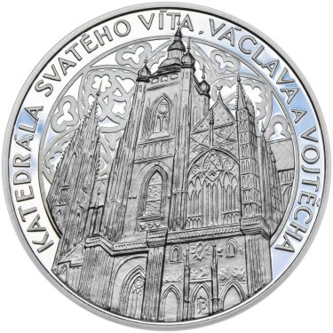 Náhled Averznej strany - Stříbrná medaile Katedrála sv. Víta, Václava a Vojtěcha - 50 mm Proof
