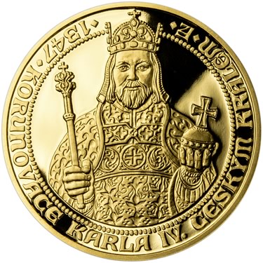 Náhled Averznej strany - 660 let od Korunovace Karla IV. českým králem  - zlato Proof