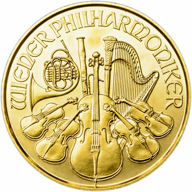 Náhled Averznej strany - Wiener Philharmoniker  1/25 Oz - Investiční zlatá mince