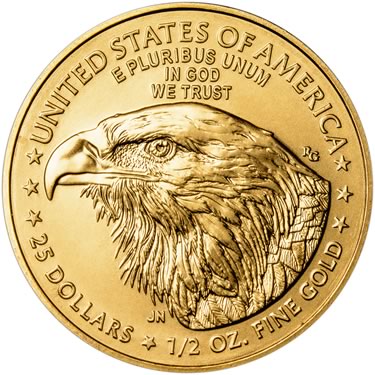 Náhled Reverznej strany - 1/2 OZ American Eagle Gold - Investiční zlatá mince