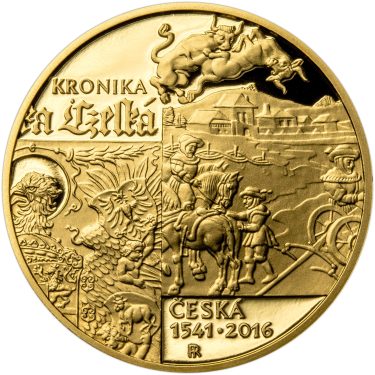 Náhled Reverznej strany - Kronika česká Václava Hájka z Libočan - 475. výročí zlato proof