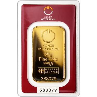 Náhled Reverznej strany - Münze Österreich 50 gramů - Investiční zlatý slitek - Set 10ks slitků