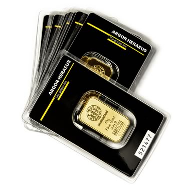 Náhled Averznej strany - Argor Heraeus SA 10 gramů - Investiční zlatý slitek - Set 10ks slitků
