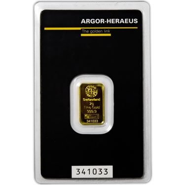 Náhled Averznej strany - Argor Heraeus SA 2 gramy - KINEBAR - Investiční zlatý slitek