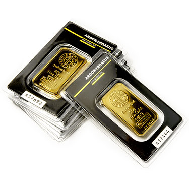 Náhled Averznej strany - Argor Heraeus SA 20 gramů KINEBAR - Investiční zlatý slitek - Set 10ks slitků