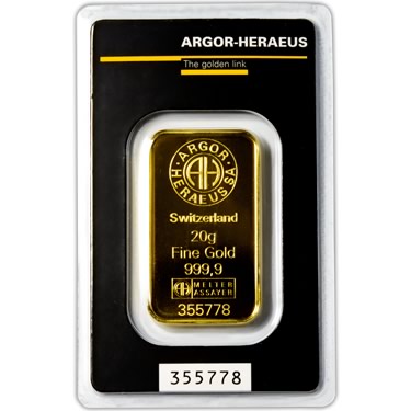 Náhled Averznej strany - Argor Heraeus SA 20 gramů KINEBAR - Investiční zlatý slitek