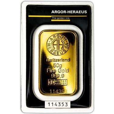 Náhled Averznej strany - Argor Heraeus SA 50 gramů KINEBAR - Investiční zlatý slitek